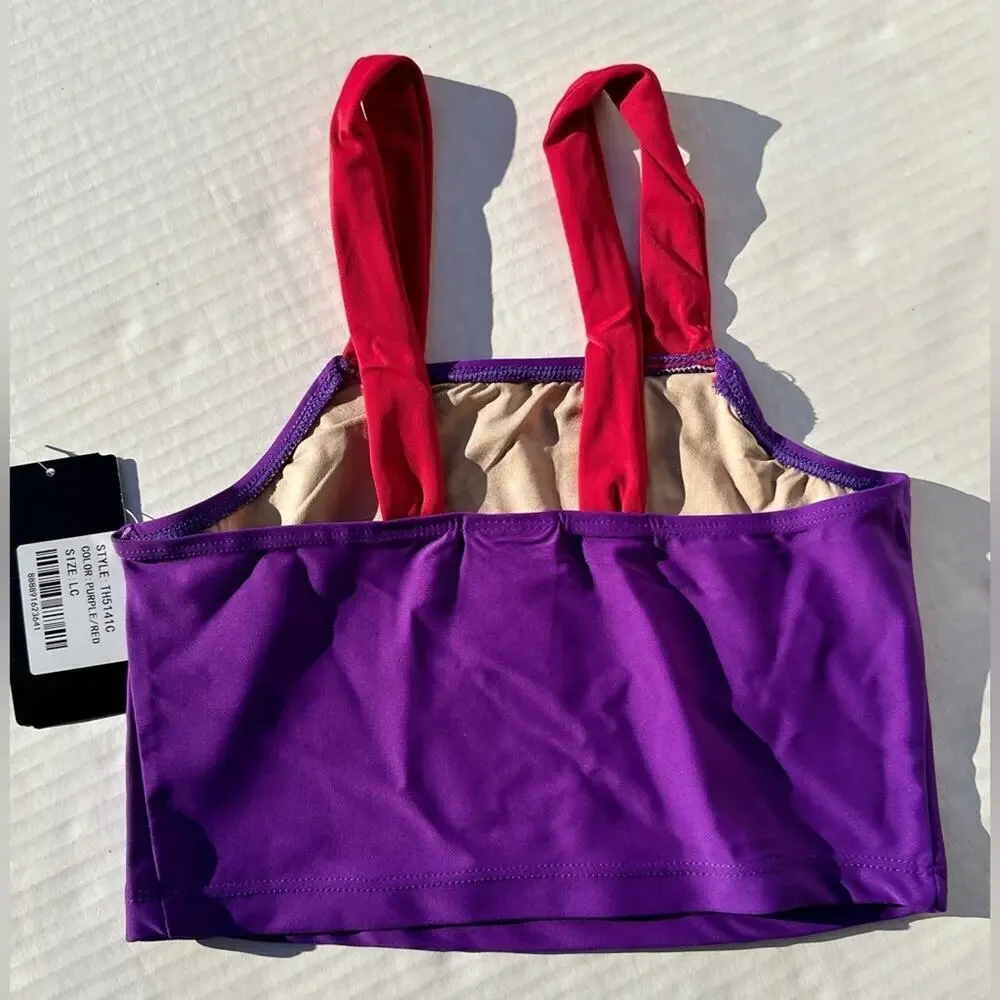 Theatricals dancewear class wear crop top purple and red dance